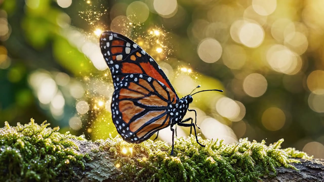 A paper origami butterfly slowly unfolds its wings and trans