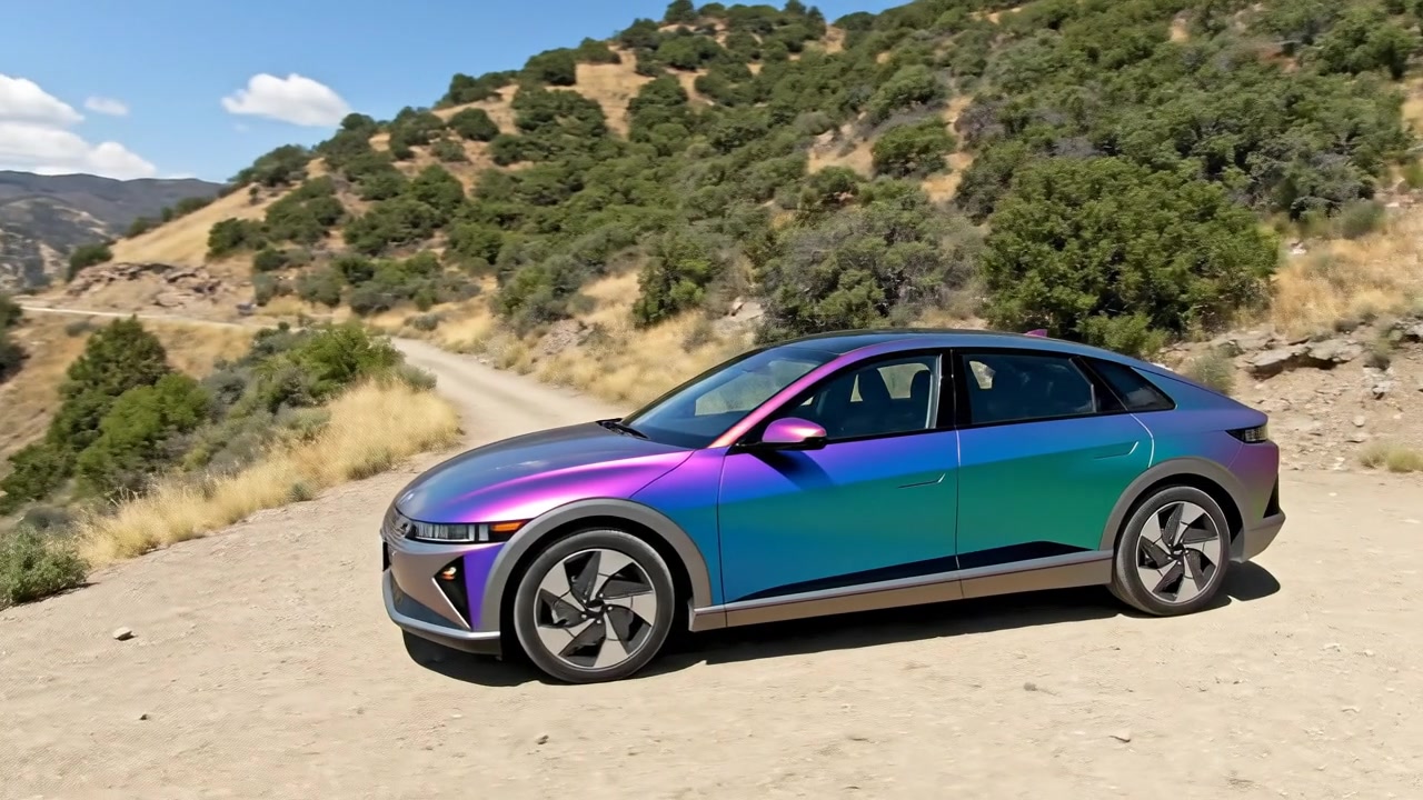 a 360 degree view of a psychedelic shift colored hyundai ion