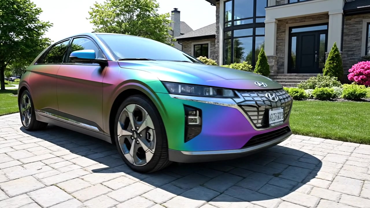 a 360 degree view of a psychedelic shift colored hyundai ion