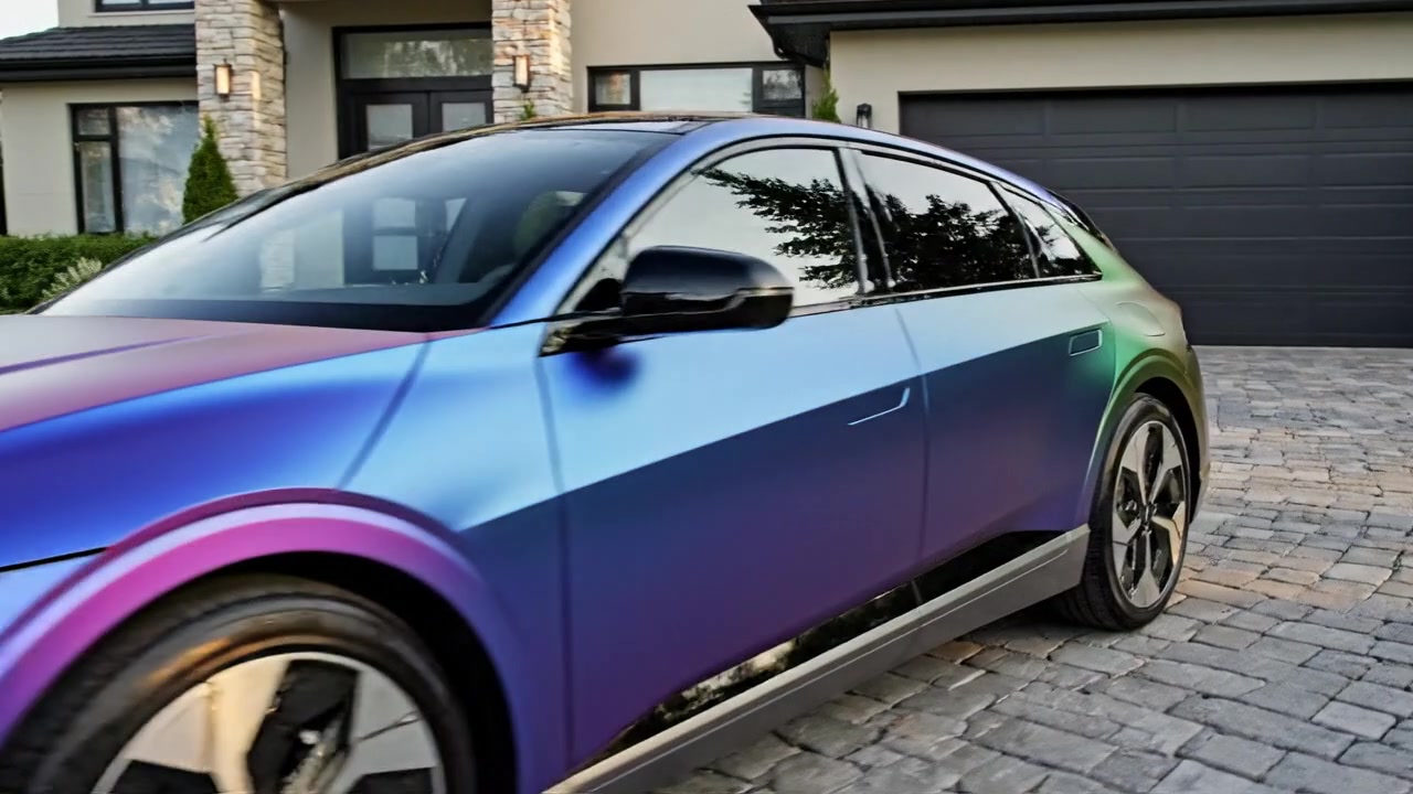 a 360 degree view of a psychedelic shift colored hyundai ion